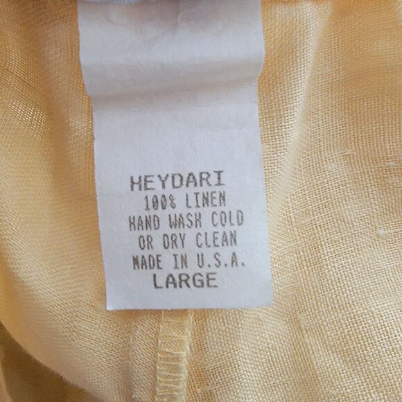 Heydari women's 100% linen pull on pants size L better yellow breathable beachy - Picture 6 of 6